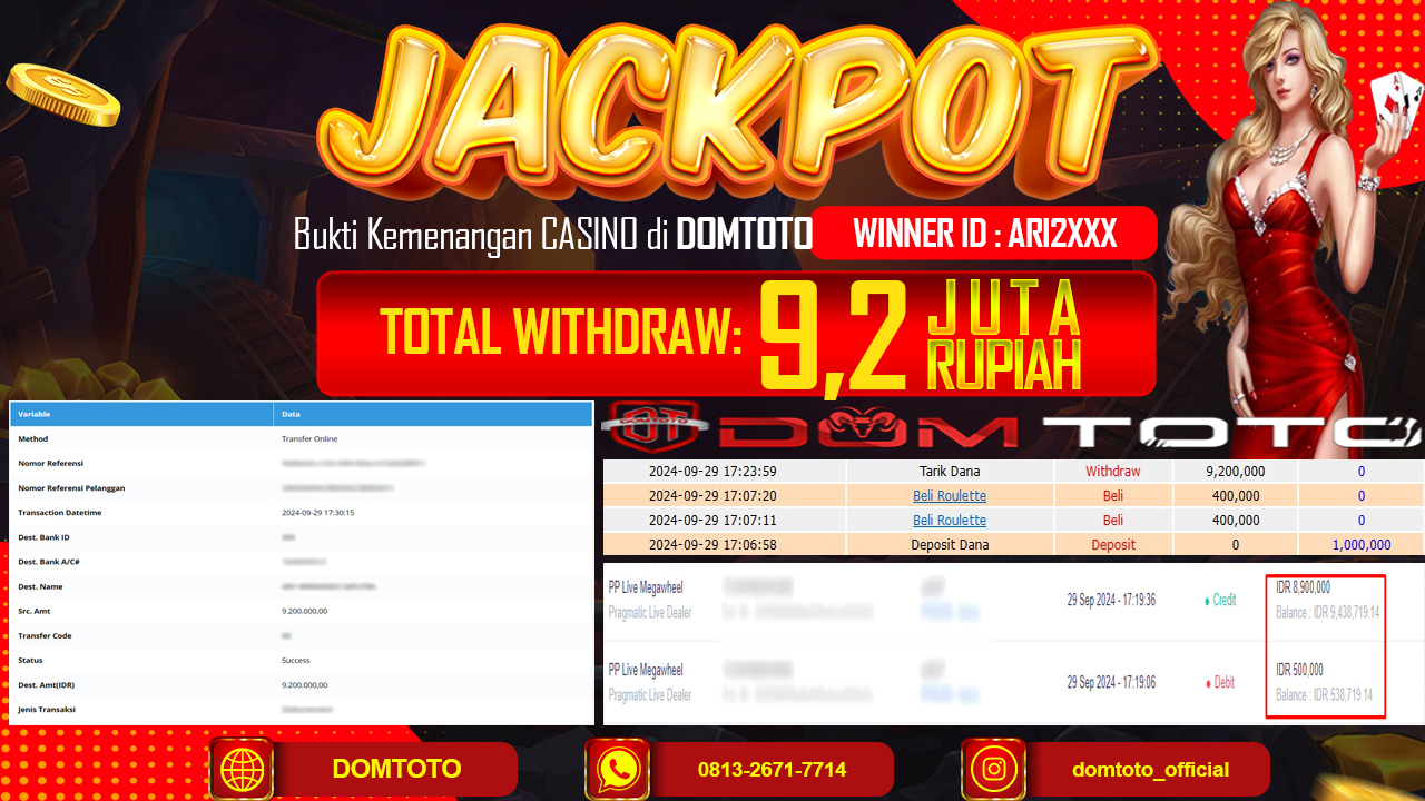 JACKPOT  CASINO  MEGAWHEEL 29 SEPTEMBER 2024